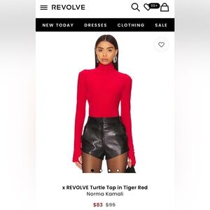 Norma Kamali Red Long Sleeve Top